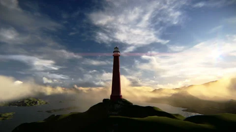 Lighthouse on top of a mountain Stock Footage 24828487