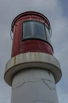 Lighthouse top section seen close Stock Photos