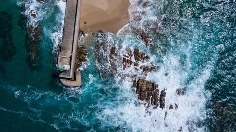 Lighthouse Top View at Propriano Beach Stock Photos