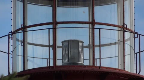 Lighthouse Tower - 04 - Spinning Lamp Lenses - Close-up Stock Footage 52992997