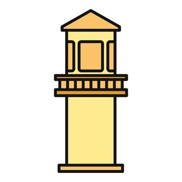Lighthouse tower beacon guiding sailors at sea Stock Illustration