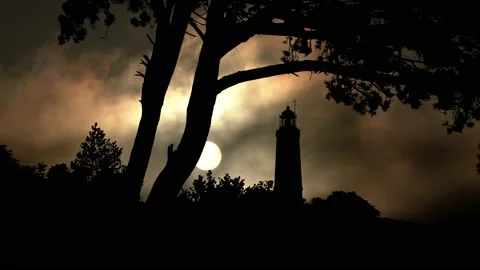 Lighthouse Tower Hill Cliff Coast Shore, Stock Footage 195068103