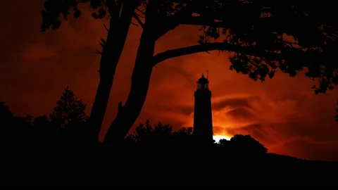 Lighthouse Tower Hill Cliff Coast Shore, Stock Footage 238085086