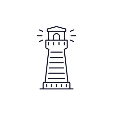 Lighthouse tower icon in line design Stock Illustration