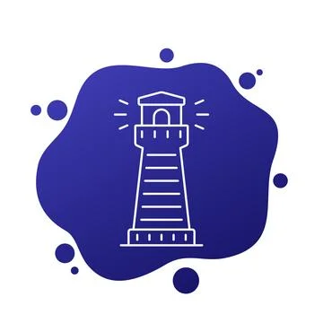 Lighthouse tower icon, line vector design Stock Illustration