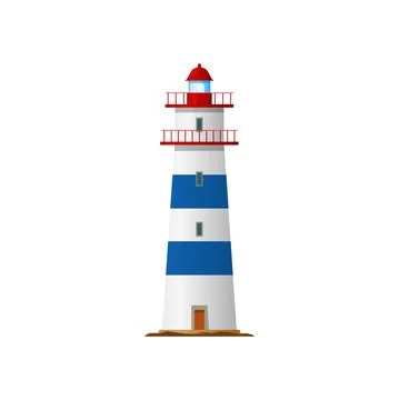 Lighthouse tower isolated vector beacon building Illustrazione stock