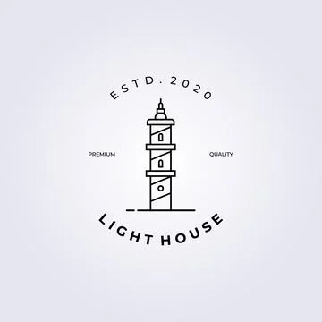 Lighthouse tower logo vector illustration design, line art Stock Illustration