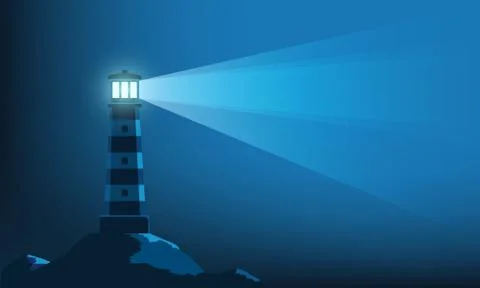 Lighthouse tower with a ray of light in the dark Stock-Illustration