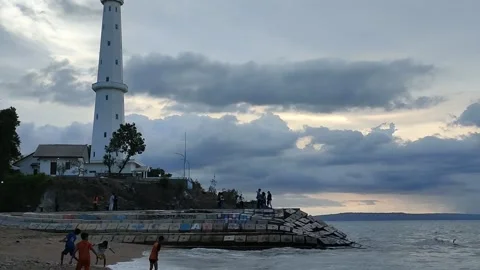Lighthouse tower on tedy's beach 스톡 동영상 219242569