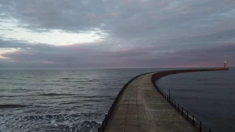 Lighthouse on U.K beach Stock Footage 184612470