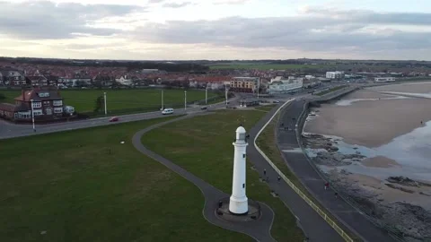 Lighthouse on U.K beach Stock Footage 185145867