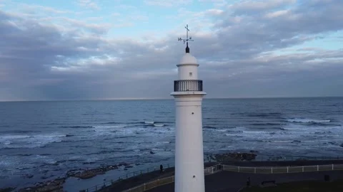 Lighthouse on U.K beach Stock Footage 185145914