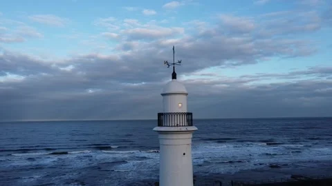 Lighthouse on U.K beach Stock Footage 185146543