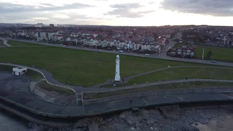 Lighthouse on U.K beach Stock Footage 185146714