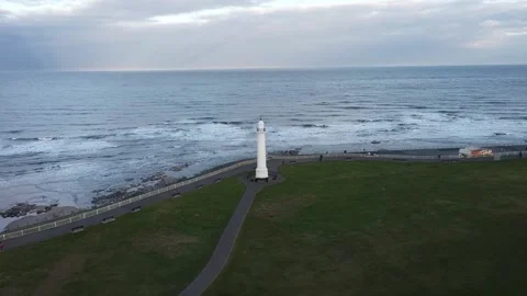 Lighthouse on U.K beach Stock Footage 185147034