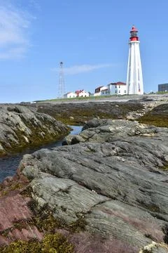 The lighthouse under a blue sky Stock Photos