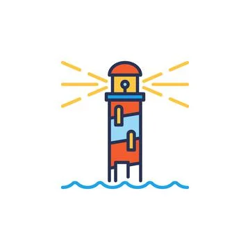 Lighthouse vector concept simple colored icon or sign Stock Illustration