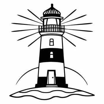 Lighthouse Vector Illustration Flat Nautical Desi (1) vector illustration d.. Stock Illustration