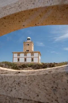 Lighthouse View Through Arch Stock Photos