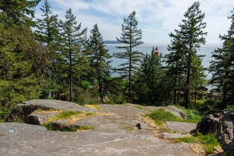 Lighthouse viewpoint inside Lighthouse Park in West Vancouver Stock-Fotos