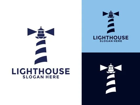 Lighthouse vintage premium minimalism vector logo design, Lighthouse logo d.. Stock Illustration