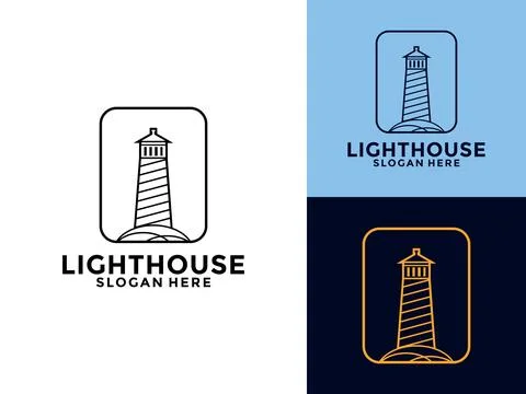 Lighthouse vintage premium minimalism vector logo design, Lighthouse logo d.. Stock Illustration