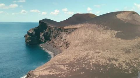 Lighthouse On Volcanic Cliffs Overlooking Ocean. Stock Footage 323550181