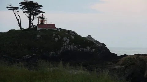 Lighthouse, waves, beam of light Stock Footage 81143489