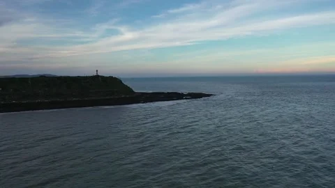 Lighthouse Waves Intertidal Zone Side Angle Aerial (Clip 2) Stock Footage 339795077
