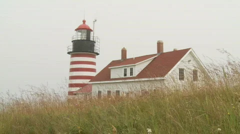 Lighthouse - West Quoddy Head Stock Footage 773316