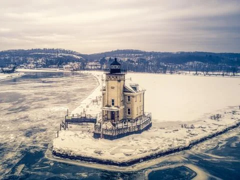 Lighthouse in the winter Stock Photos