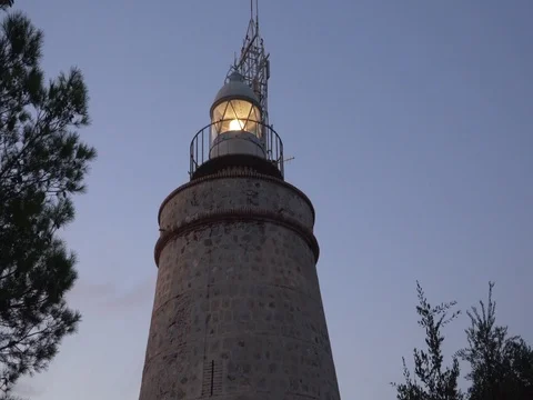 A lighthouse working in the twilight Stock Footage 80341817