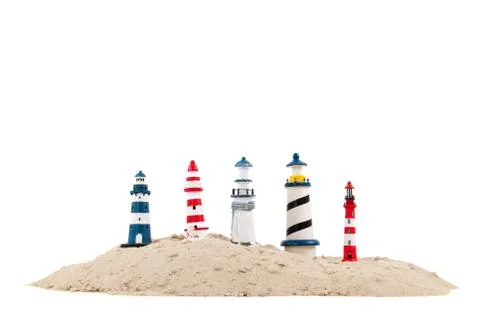 Lighthouses at the beach Stock Photos
