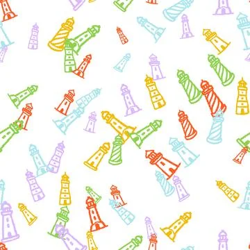 Lighthouses Dithering Seamless Pattern. Vector seamless pattern illustration Illustrazione stock