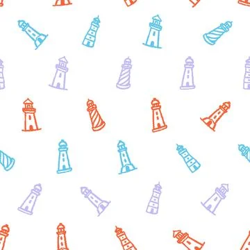 Lighthouses Seamless Pattern. Vector seamless pattern illustration Illustrazione stock