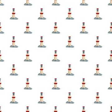 Lighthouses standing on rocks in a repeating pattern 스톡 일러스트