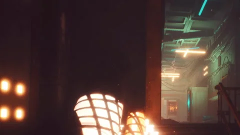 Lighting and dark space in corridor with electronic elements and reflections 스톡 동영상 344995259