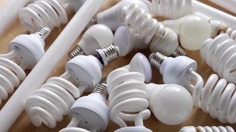 Lighting and lightbulbs recycling. Electronics and electricals waste Stock Footage 325291807