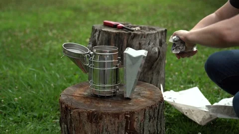 Lighting Bee Smoker  Stock Footage 140999963