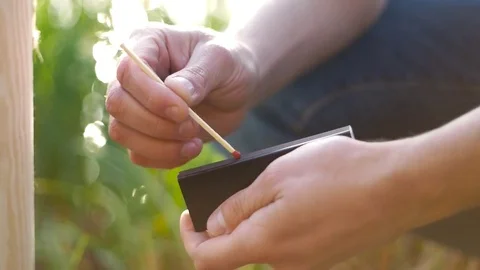 Lighting big chiemney match Stock Footage 81757481