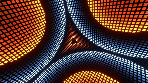Lighting Blue and Orange Converging Energy Waves Background VJ Loop in 4K Stock Footage 342407783