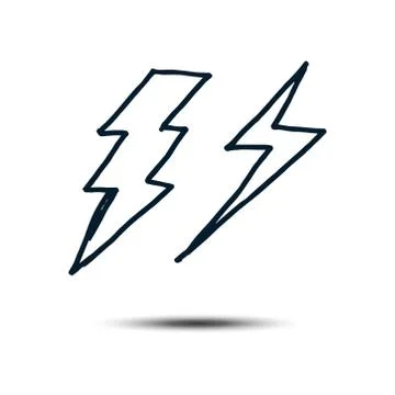 Lighting bolt hand drawn set icon vector template Illustration Design EPS 10. Stock Illustration