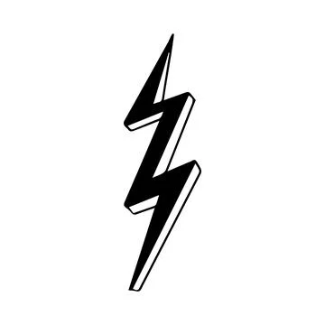 Lighting bolt symbol in doodle style power simple abstract sign isolated on Stock Illustration