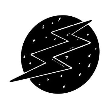 Lighting bolt symbol in doodle style power simple abstract sign isolated on Illustrazione stock