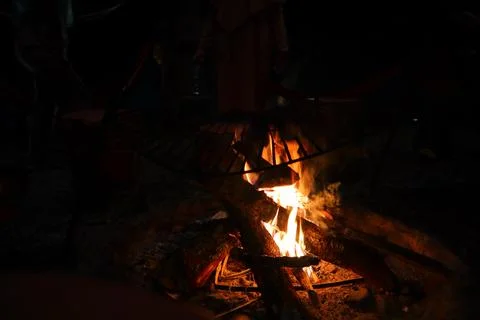 Lighting a bonfire Stock Photos