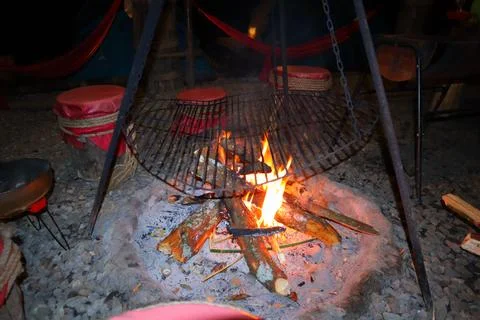 Lighting a bonfire Stock Photos