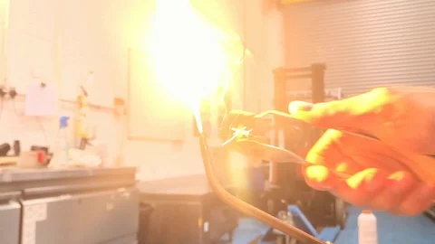 Lighting a brazing, welding torch slow motion 動画素材 106030447