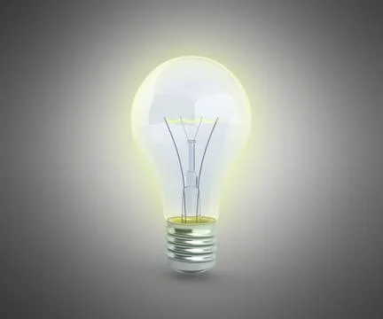 Lighting Bulb 3d render on grey background Stock Illustration