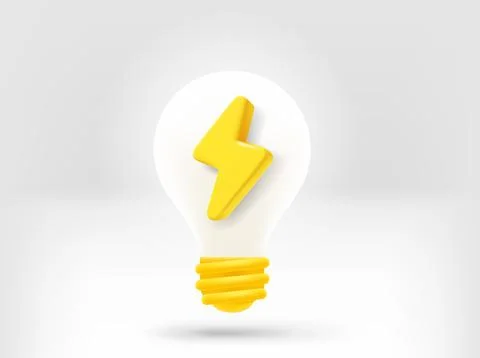 Lighting bulb with golden bolt. 3d vector element Stock Illustration