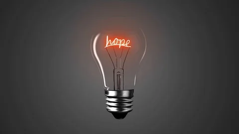 Lighting bulb with hope word wire shape, 3D rendering animation Stock Footage 113533679
